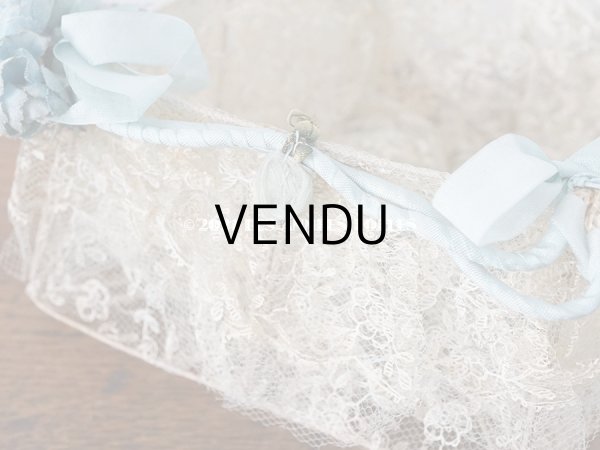 画像10: アンティーク ブルーの薔薇の布花付 ウェディングのドラジェ用パニエ マリアージュ (10)