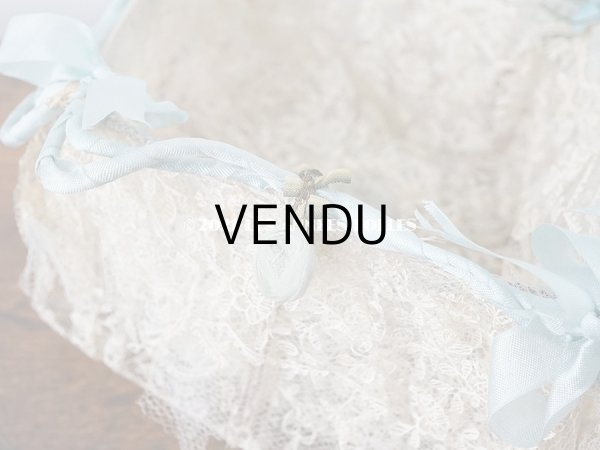 画像11: アンティーク ブルーの薔薇の布花付 ウェディングのドラジェ用パニエ マリアージュ (11)