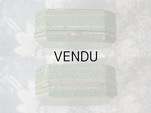 画像8: 1900年代 アンティーク  ジュエリーボックス  金彩入り ボタン用 グリーン (8)