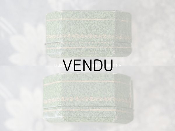 画像9: 1900年代 アンティーク  ジュエリーボックス  金彩入り ボタン用 グリーン (9)