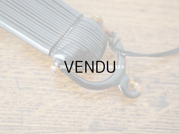 画像17: 1900年代 アンティーク 王冠付き フェザーのファン 箱付き　黒のシャンティーレース (17)