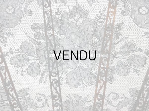 画像13: 1900年代 アンティーク 王冠付き フェザーのファン 箱付き　黒のシャンティーレース (13)