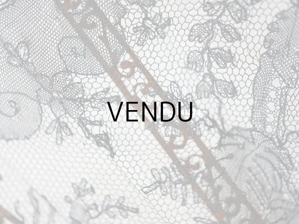 画像16: 1900年代 アンティーク 王冠付き フェザーのファン 箱付き　黒のシャンティーレース (16)