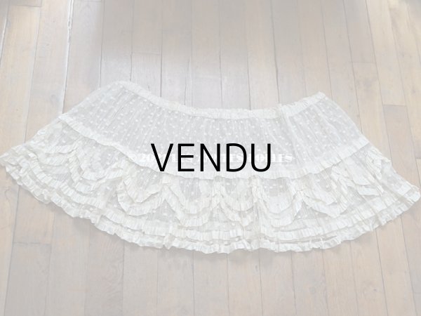 画像4: 1900年代 アンティーク  50cm幅  ドレスの裾 ドットのチュール＆シルクサテンリボン  約424cm   (4)