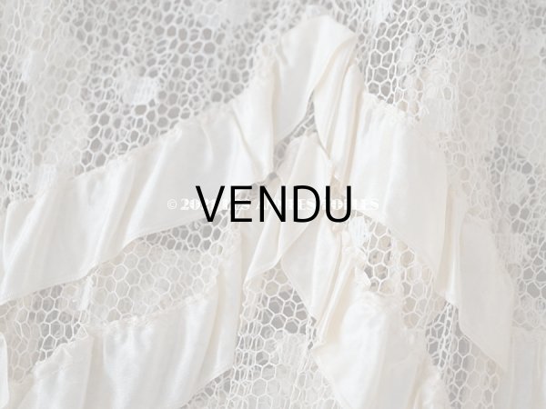 画像9: 1900年代 アンティーク  50cm幅  ドレスの裾 ドットのチュール＆シルクサテンリボン  約424cm   (9)