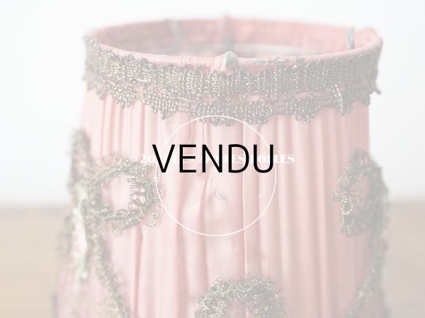 画像19: アンティーク  ロココモチーフ付き 小さなランプシェード オールドローズ色 シルク製 ピース売り (19)