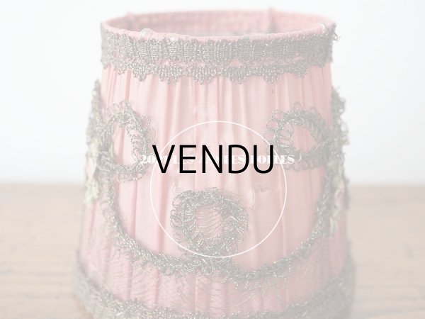 画像5: アンティーク  ロココモチーフ付き 小さなランプシェード オールドローズ色 シルク製 ピース売り (5)