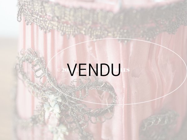 画像20: アンティーク  ロココモチーフ付き 小さなランプシェード オールドローズ色 シルク製 ピース売り (20)