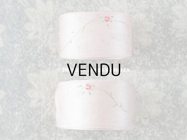画像4: 未使用 1920年代 アンティーク ハンドペイント 薔薇模様 サテンリボン 5m PON 6510 N 9  (4)