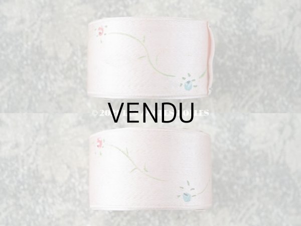 画像6: 未使用 1920年代 アンティーク ハンドペイント 薔薇模様 サテンリボン 5m PON 6510 N 9  (6)