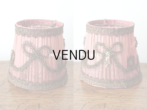 画像9: アンティーク  ロココモチーフ付き 小さなランプシェード オールドローズ色 シルク製 ピース売り (9)