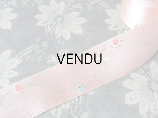 画像7: 未使用 1920年代 アンティーク ハンドペイント 薔薇模様 サテンリボン 5m PON 6510 N 9  (7)