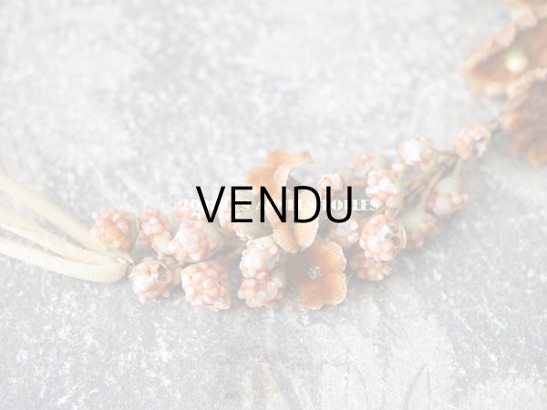 画像5: アンティーク 秋色の布花 小さなリース ベルベット ドール用帽子＆ティアラ (5)