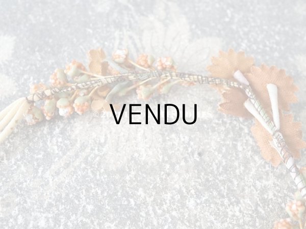 画像8: アンティーク 秋色の布花 小さなリース ベルベット ドール用帽子＆ティアラ (8)