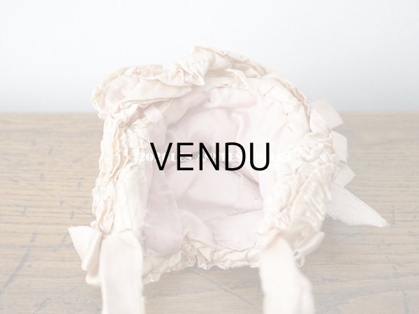 画像13: 19世紀末 アンティーク 小さなドールハット ピンクベージュのシルク製 ドール用 帽子 (13)