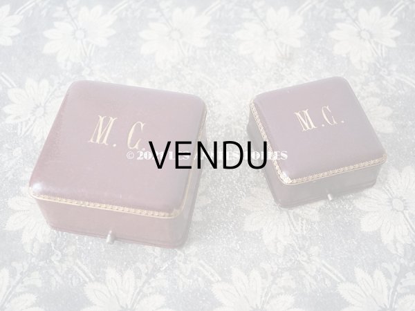 画像11: 1900年代 アンティーク 本革製 ジュエリーボックス ブレスレット用 金彩＆イニシャル入り MC ボルドー (11)