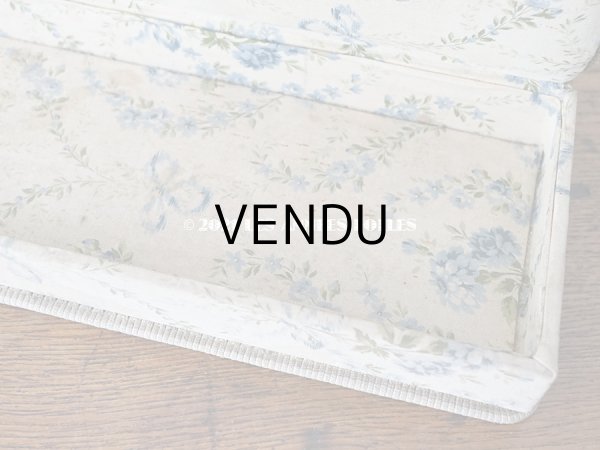 画像7: 1900年代 アンティーク ブルーの薔薇のブーケ＆ガーランド  カルトナージュボックス　 (7)