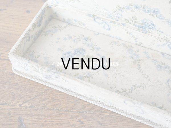 画像6: 1900年代 アンティーク ブルーの薔薇のブーケ＆ガーランド  カルトナージュボックス　 (6)