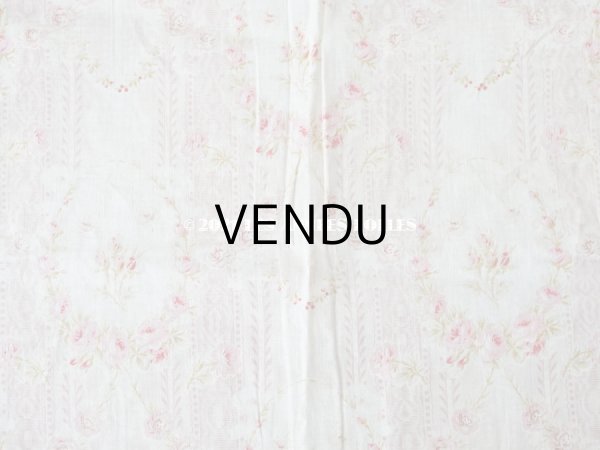 画像14: 1900年代 アンティーク  薔薇のメダイヨン＆ガーランド コットン製ファブリック 138×70cm (14)