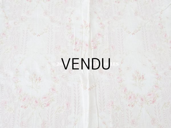 画像5: 1900年代 アンティーク  薔薇のメダイヨン＆ガーランド コットン製ファブリック 138×70cm (5)