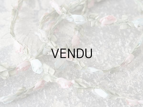 画像7: 1900年代 アンティーク シルク製  ロココトリム 2色の薔薇 ロココリボン ピンク＆ブルー (7)