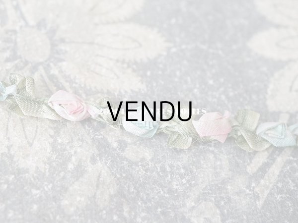 画像6: 1900年代 アンティーク シルク製  ロココトリム 2色の薔薇 ロココリボン ピンク＆ブルー (6)