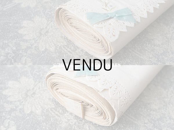 画像13: アンティーク 鈴蘭＆水色のリボンのお菓子箱　バテムのドラジェボックス レースペーパー (13)