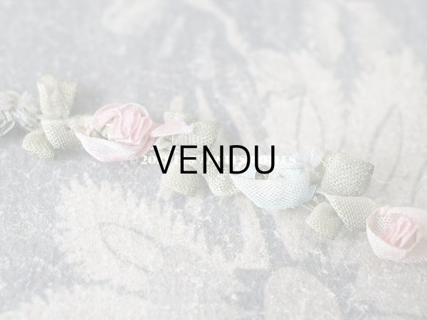 画像5: 1900年代 アンティーク シルク製  ロココトリム 2色の薔薇 ロココリボン ピンク＆ブルー (5)