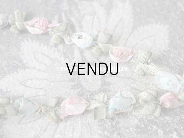 画像3: 1900年代 アンティーク シルク製  ロココトリム 2色の薔薇 ロココリボン ピンク＆ブルー (3)