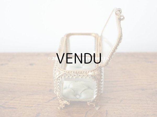 画像12: 19世紀 アンティーク ジュエリーボックス シルク製クッション ブルーグリーン (12)