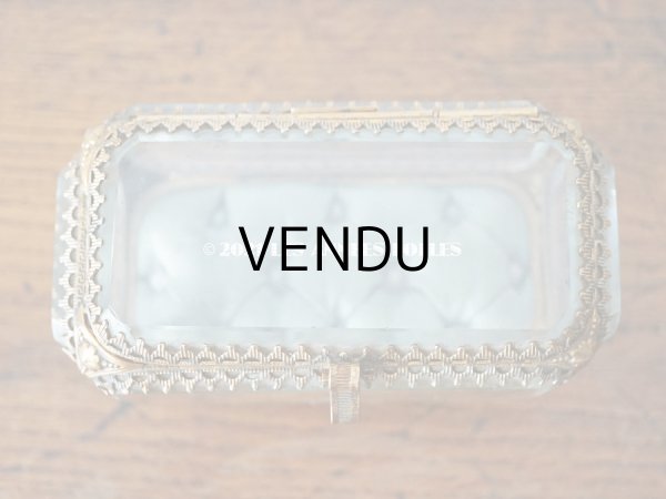 画像6: 19世紀 アンティーク ジュエリーボックス シルク製クッション ブルーグリーン (6)