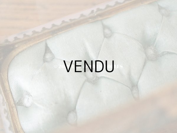 画像10: 19世紀 アンティーク ジュエリーボックス シルク製クッション ブルーグリーン (10)