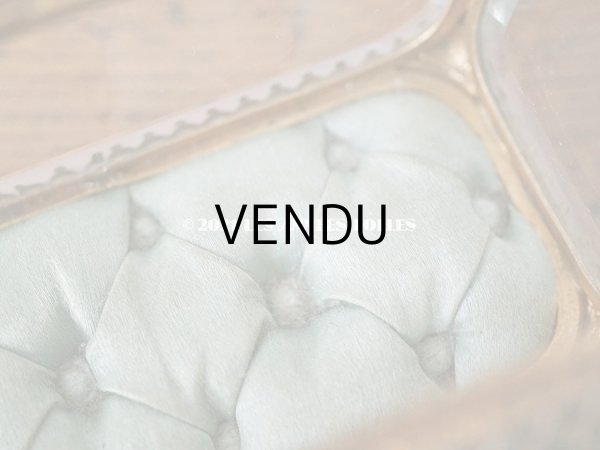 画像11: 19世紀 アンティーク ジュエリーボックス シルク製クッション ブルーグリーン (11)