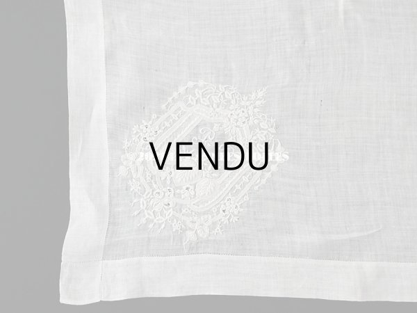 画像6: 19世紀 アンティーク  結婚式のハンカチ  モノグラム入り大きなメダイヨン (6)