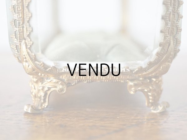 画像14: 19世紀 アンティーク ジュエリーボックス シルク製クッション ブルーグリーン (14)