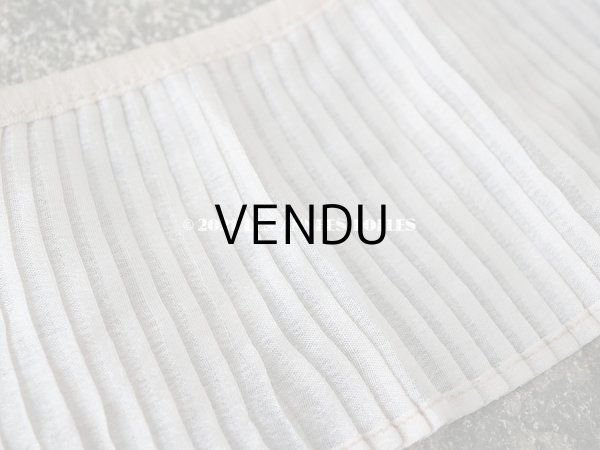 画像5: アンティーク 幅広 シルク製 オフホワイトのプリーツリボン 淡いピンクベージュの縁取り  7.7cm幅  100cm (5)