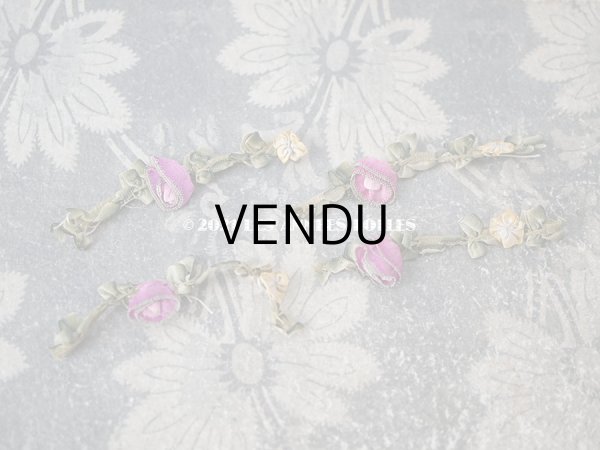 画像2: アンティーク シルク製 ロココトリム 紫＆マスタード 5ピースのセット　74cm (2)