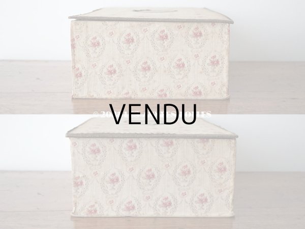 画像8: 1900年代 アンティーク ワイン色の薔薇のメダイヨン 大きなカルトナージュボックス 41×26×12.8cm (8)