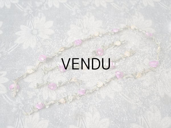 画像3: アンティーク シルク製 ロココトリム 紫＆マスタード 5ピースのセット　74cm (3)