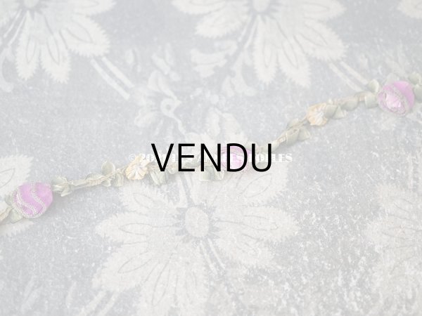 画像4: アンティーク シルク製 ロココトリム 紫＆マスタード 5ピースのセット　74cm (4)