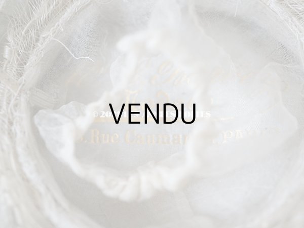 画像12: 1900年代 アンティーク ドール用 ストローハット シルクシフォン＆布花付 ドールハット (12)