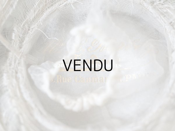 画像13: 1900年代 アンティーク ドール用 ストローハット シルクシフォン＆布花付 ドールハット (13)