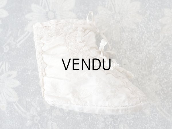 画像13: 1900年代 アンティーク ベビーシューズ シルク製 (13)