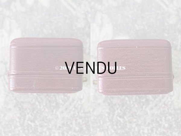 画像5: 1900年代 アンティーク 本革製 イニシャル入り M.T. ジュエリーボックス リングボックス ボルドー  (5)