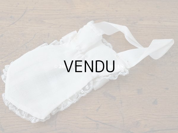 画像14: アンティーク  初聖体のオモニエール オフホワイトのシルクリボン & レースのフリル レースペーパー付ボックス入り (14)