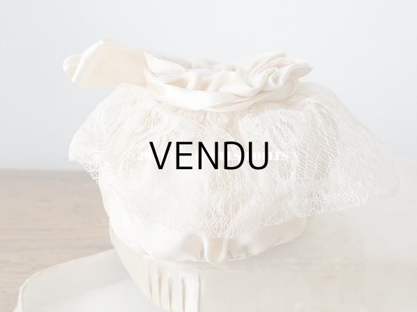 画像5: アンティーク ワックスフラワー付 シルク製 ドラジェのオモニエール 箱入り マリアージュ 結婚式  (5)