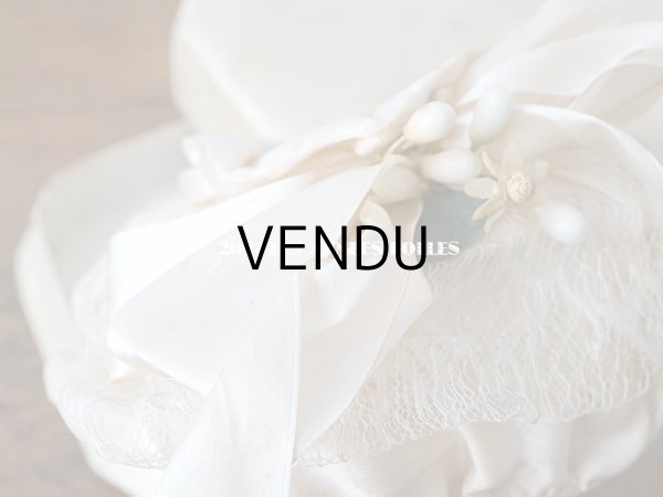 画像7: アンティーク ワックスフラワー付 シルク製 ドラジェのオモニエール 箱入り マリアージュ 結婚式  (7)