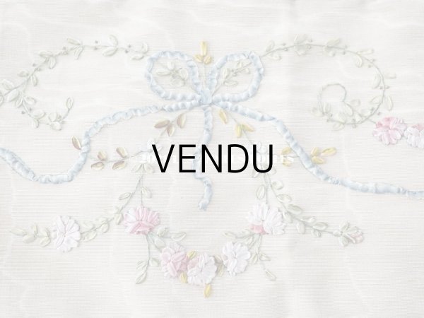 画像14:  アンティーク リボン刺繍のパネル ピアノカバー ローズパニエ　122×14cm (14)