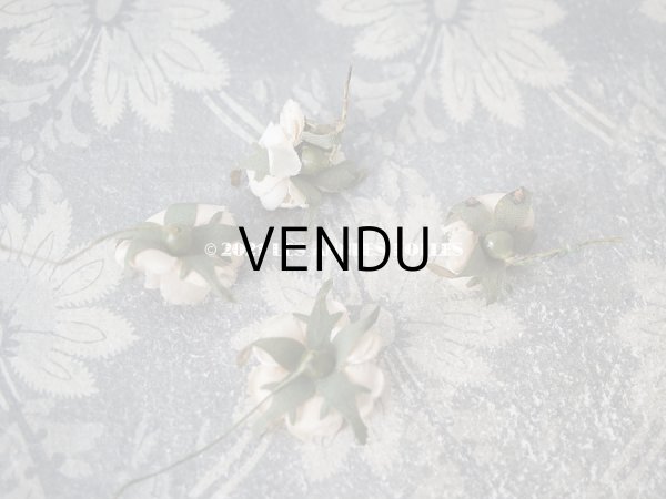 画像13: アンティーク  小さな薔薇の布花 4ピースのセット　パウダーピンク (13)