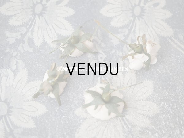 画像11: アンティーク  小さな薔薇の布花 4ピースのセット　パウダーピンク (11)